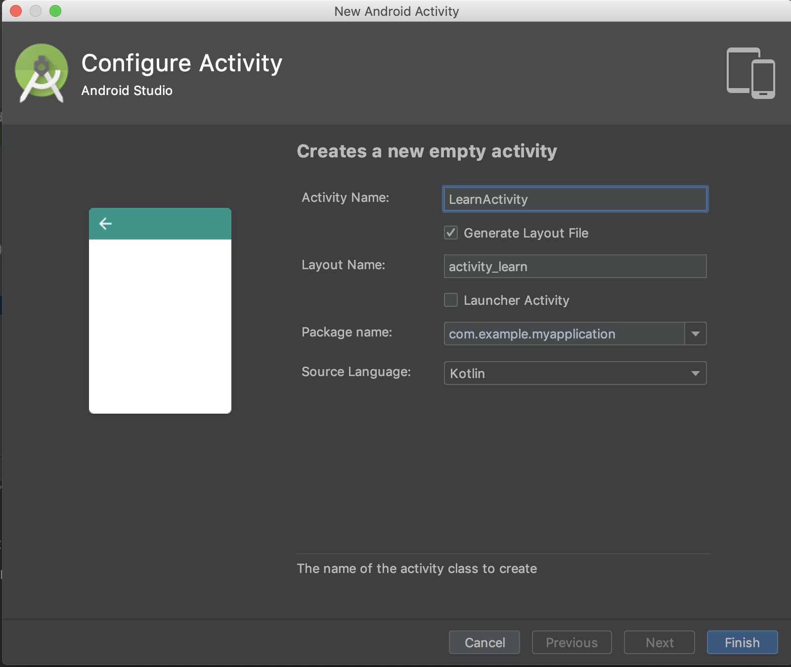 Configure Activity